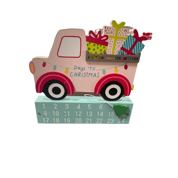 Christmas Countdown pink Truck with Gifts in Back - Picture 1 of 3